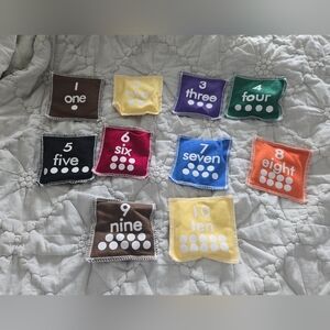 Colorful Numbered Fabric Squares Bean Bags Like New